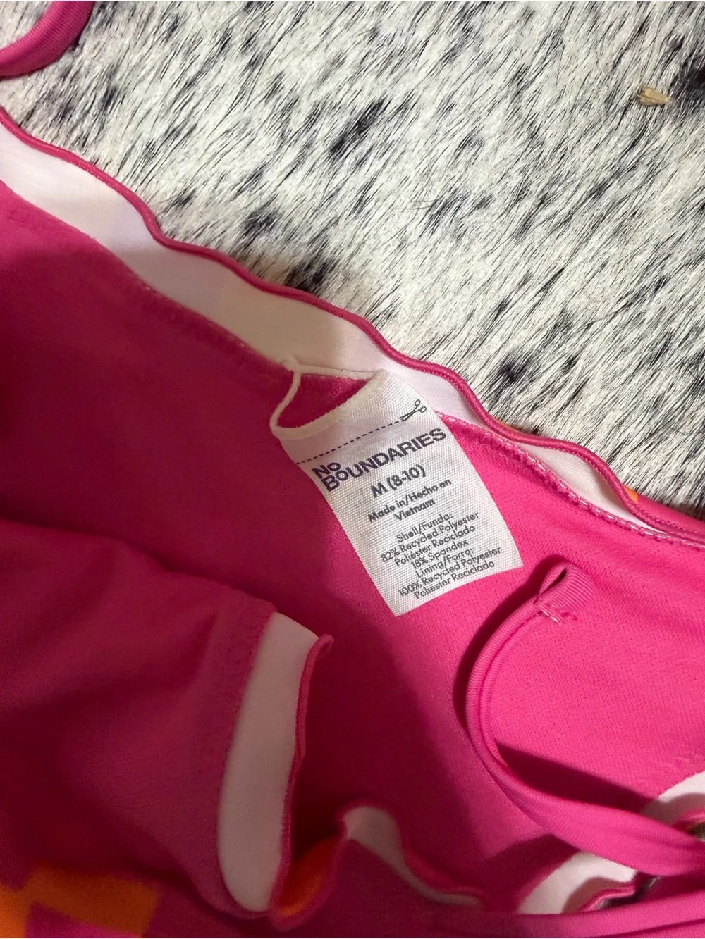 No Boundaries Pink & Orange Striped Tie-Side Bikini medium